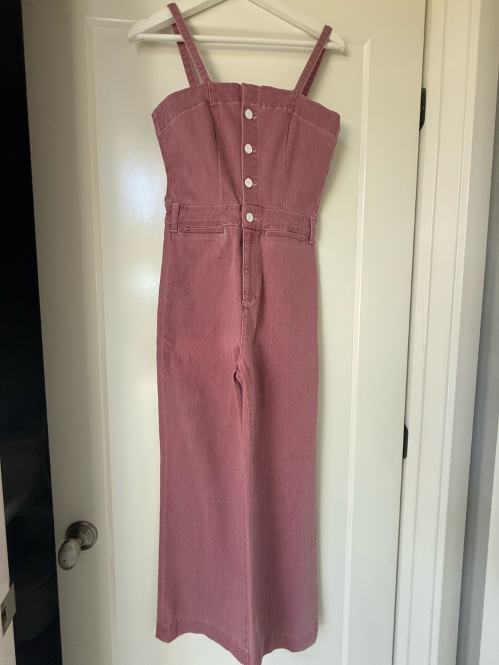PAIGE Dusty Rose Corduroy Jumpsuit with Buttons